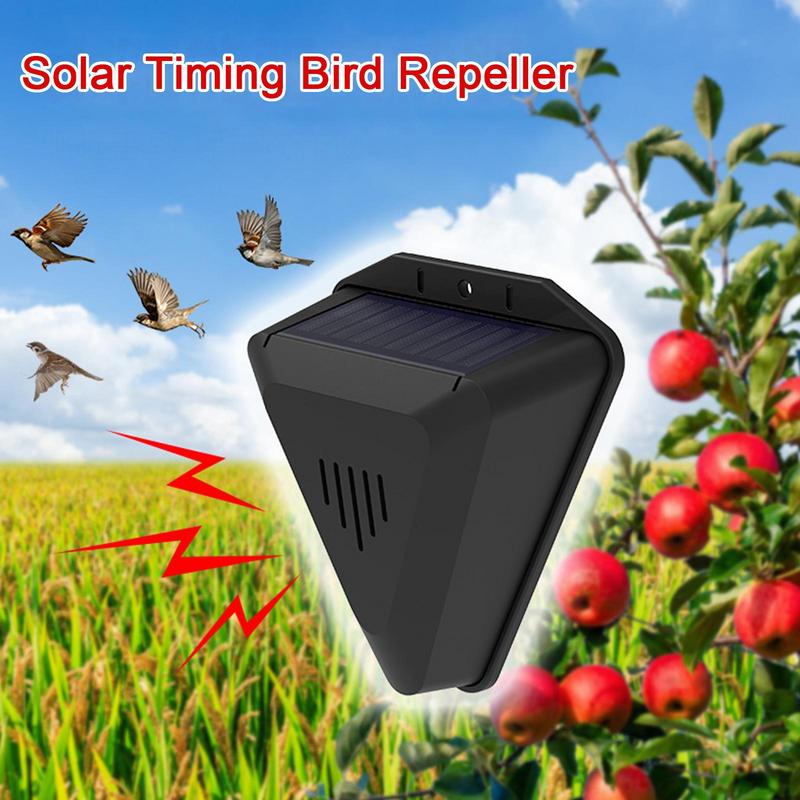 Solar Bird Scarer - Répulsif pour oiseaux à minuterie solaire,