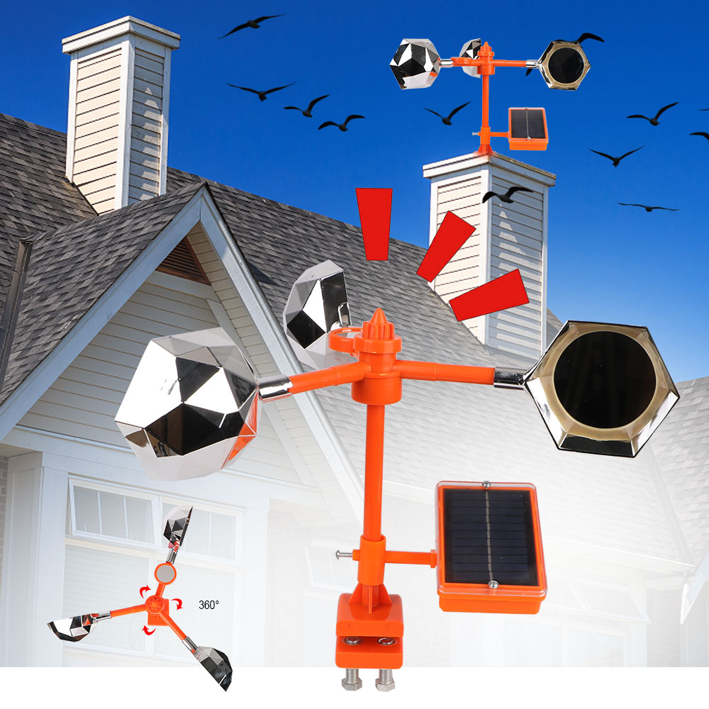 Solar Bird Scarer - Répulsif solaire réfléchissant pour oiseaux, dispositif