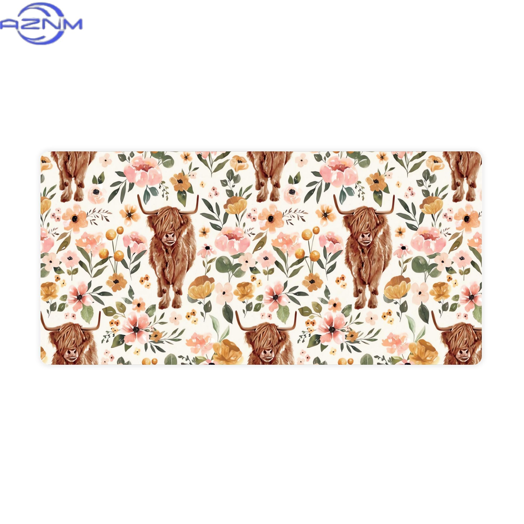 Cow Mat Rubber - Tapis de bureau esthétique floral bohème